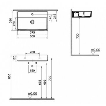 Раковина Vitra ArchiPlan 7404B003-0012