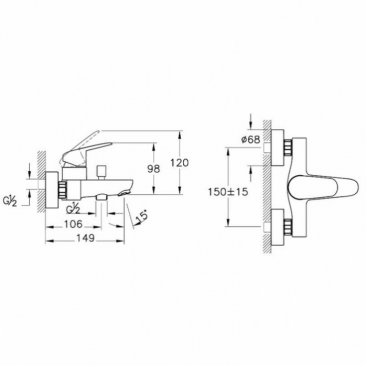 Смеситель для ванны Vitra Flow Round A43057EXP