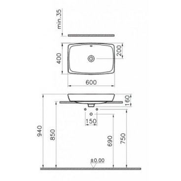 Раковина Vitra Metropole 5668B003-0012