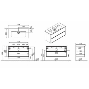 Мебель для ванной Vitra Metropole Edge 120