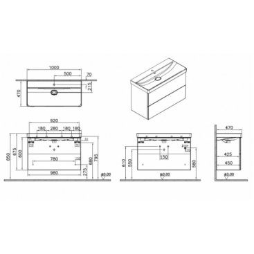 Мебель для ванной Vitra Metropole Pure 100