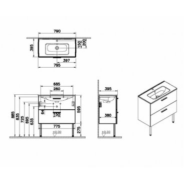 Мебель для ванной Vitra Mia 80 белый глянец