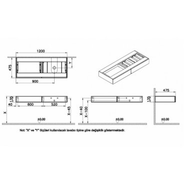 Мебель для ванной Vitra Origin 120 правая темный вяз