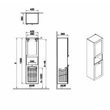 Пенал подвесной Vitra Root Classic 40 правый с б/к белый