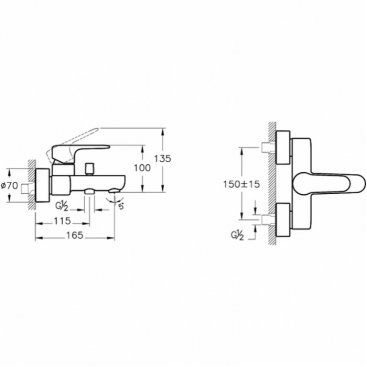 Смеситель для ванны Vitra Root Round A42725EXP