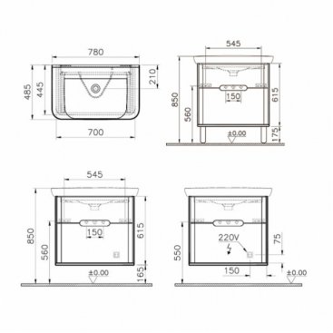 Мебель для ванной Vitra Sento 80 см