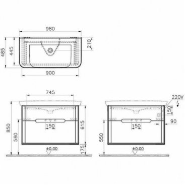 Мебель для ванной Vitra Sento 100 см антрацит