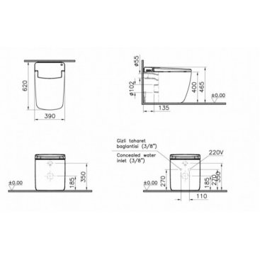 Унитаз Vitra V-Care 7232B403-6217