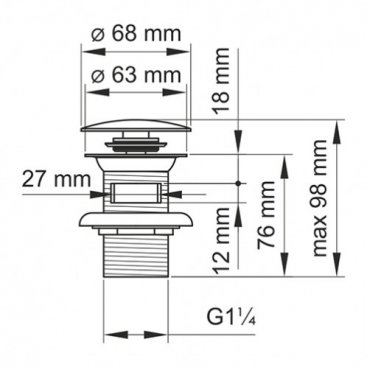 Донный клапан Push-up WasserKRAFT A153