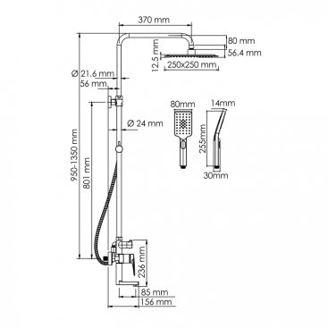 Душевая стойка WasserKRAFT A155.198.201.BG