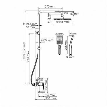 Душевая стойка WasserKRAFT A155.259.201.BG