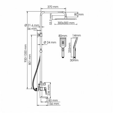 Душевая стойка WasserKRAFT A155.260.201.BG