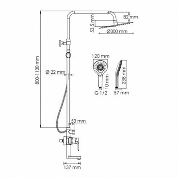 Душевая стойка WasserKRAFT A166.116.101.010.CH