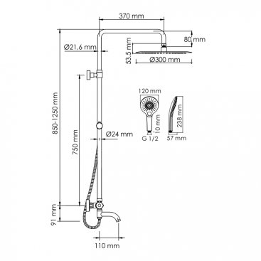 Душевая стойка WasserKRAFT A188.116.101.010.CH Thermo