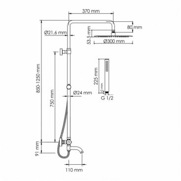 Душевая стойка WasserKRAFT A188.116.137.010.CH Thermo