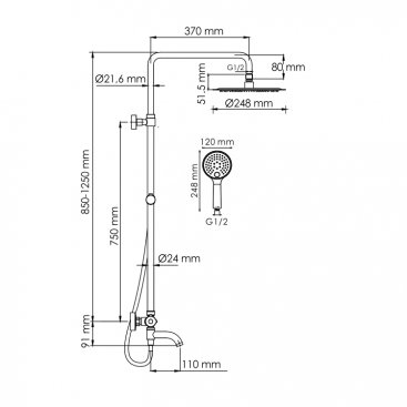 Душевая стойка WasserKRAFT A188.208.207.PG Thermo