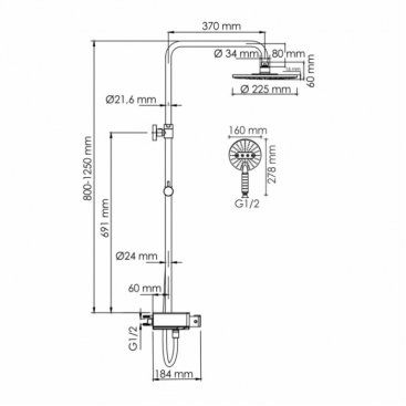 Душевая стойка WasserKRAFT A113.067.059.CH Thermo