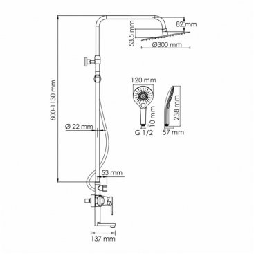 Душевая стойка WasserKRAFT A166.116.101.087.CH