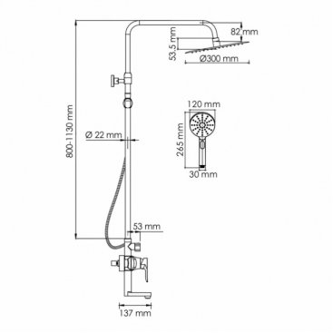 Душевая стойка WasserKRAFT A166.116.127.010.CH