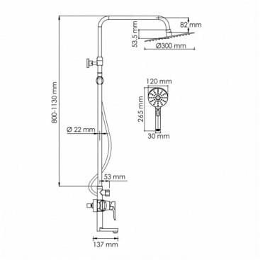 Душевая стойка WasserKRAFT A166.116.127.087.CH