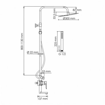 Душевая стойка WasserKRAFT A166.116.137.087.CH