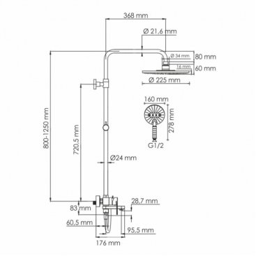 Душевая стойка WasserKRAFT A185.067.059.WM