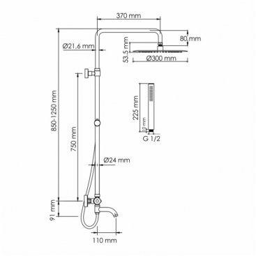 Душевая стойка WasserKRAFT A188.116.137.087.CH Thermo