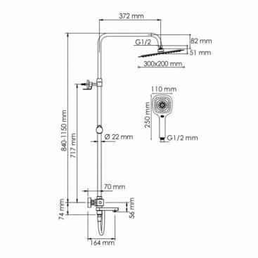 Душевая стойка WasserKRAFT A199.069.065.087.CH Thermo