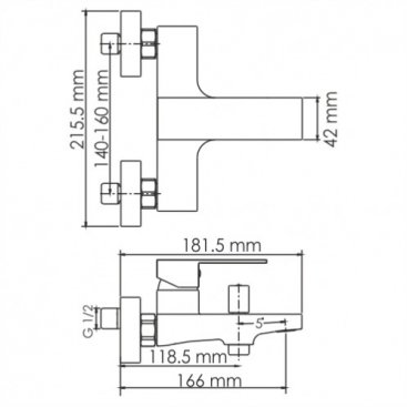 Смеситель для ванны WasserKRAFT Abens 2001