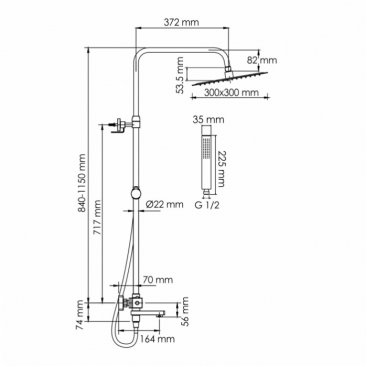 Душевая стойка WasserKRAFT Abens A299.162.218.BM Thermo