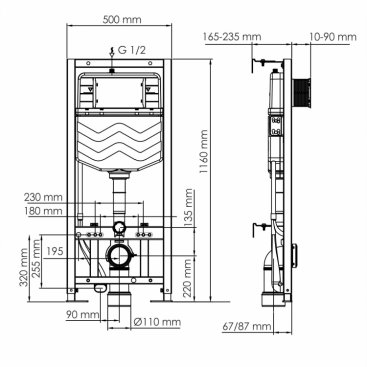 Инсталляция для унитаза WasserKRAFT Aller 10TLT.010.ME.WH01 с клавишей смыва