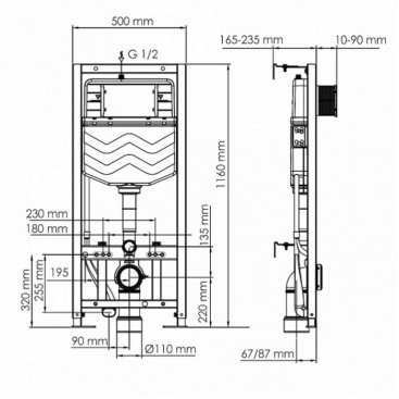 Инсталляция для унитаза WasserKRAFT Aller Aller 10TLT.010.ME без клавиши смыва