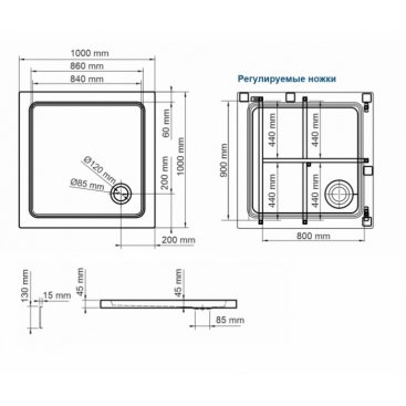 Душевой поддон WasserKRAFT Amper 29T19 100x100