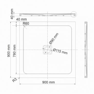 Душевой поддон WasserKRAFT Dinkel 58T03 90x90