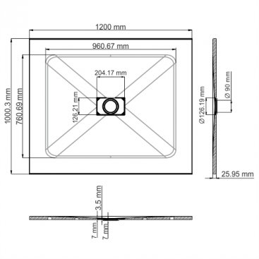 Душевой поддон WasserKRAFT Elbe 74T10 120x100 см