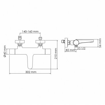 Смеситель для ванны WasserKRAFT Elbe 7411 Thermo