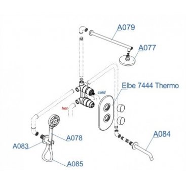 Душевая система WasserKRAFT Elbe A177477 Thermo