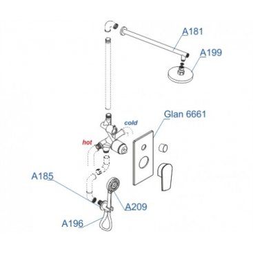 Душевая система WasserKRAFT Glan A66209