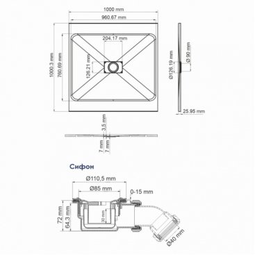 Душевой поддон WasserKRAFT Main 41T19 100x100