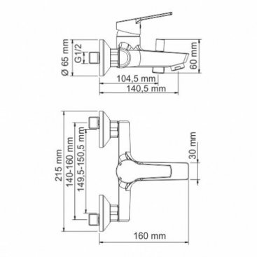 Смеситель для ванны WasserKRAFT Rhin 64401