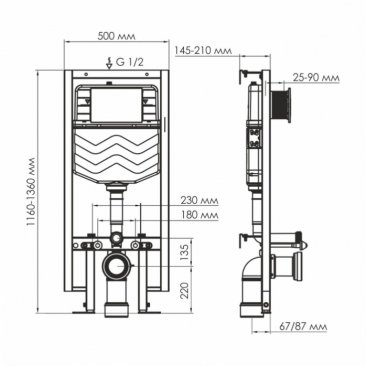 Инсталляция для унитаза WasserKRAFT Vils 56TLT.010.ME.BN03