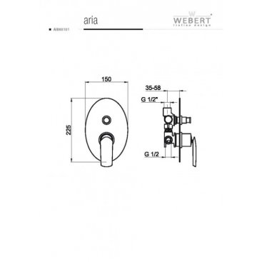 Смеситель для ванны Webert Aria AI860101 Белый глянцевый