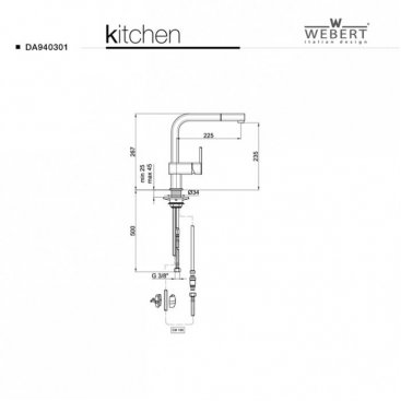 Смеситель для кухни Webert Kitchen Dado DA940302 с выдвижным изливом