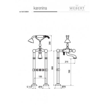 Смеситель для ванны Webert Karenina КА720801