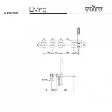 Смеситель для ванны Webert Living LV720901