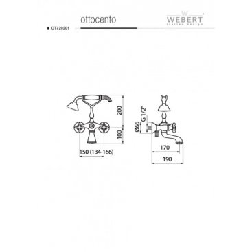 Смеситель для ванны Webert Ottocento OT720201