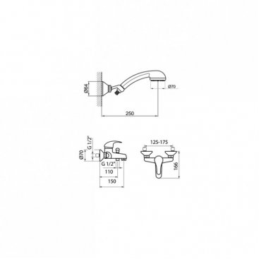 Смеситель для ванны Webert Sax SX850101