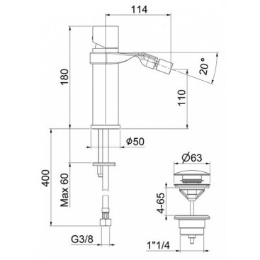 Смеситель для биде Webert One-B NB840102015