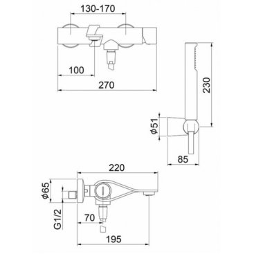 Смеситель для ванны Webert One-B NB850101741