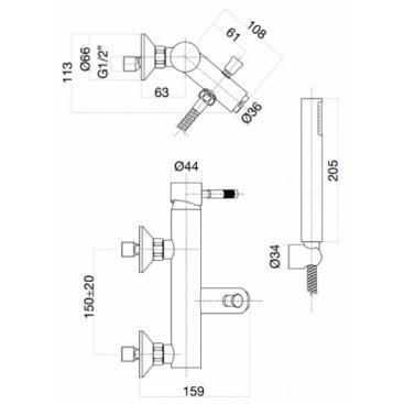 Смеситель для ванны Webert Rimini RI850101010